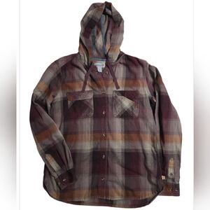 Women’s Carhartt Beartooth Hooded Flannel Plaid Shirt Size Medium 8/10